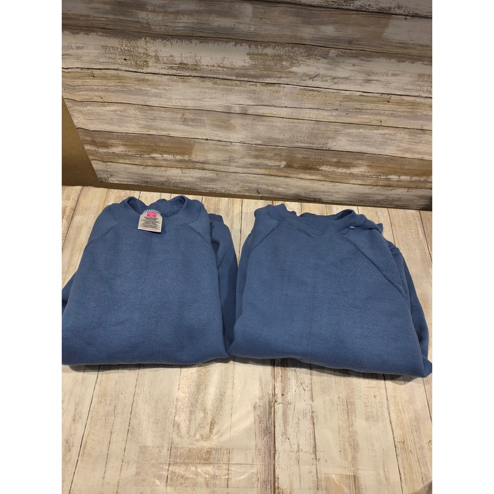 Vintage Hanes Her Way Sweatshirt Bundle 2 Pack Blue Raglan Crewneck Medium